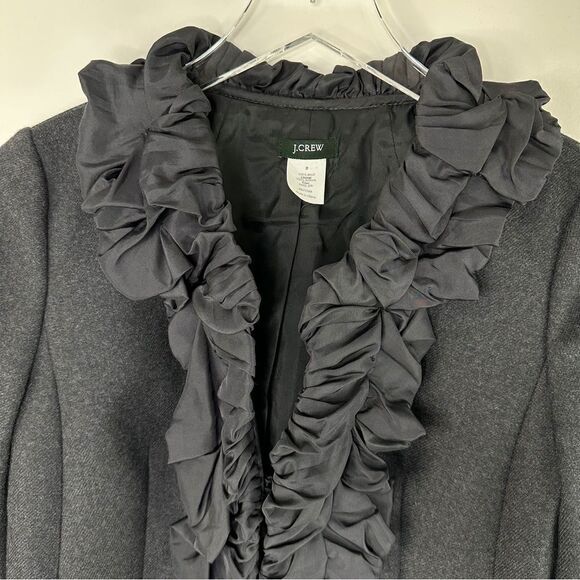 J. Crew Gray Wool-Pleated Silk Chimera Blazer Lady Jacket sz 0 - Picture 4 of 10